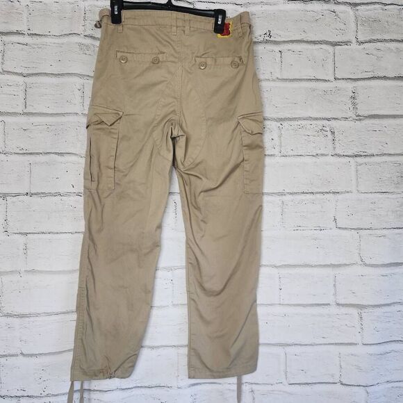 Empyre Mens Tan Khaki Mid-Rise Relaxed Fit Flat Front Baggy Cargo Pants Size 28 - Picture 8 of 13